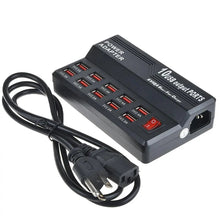 Load image into Gallery viewer, 60W 10 Ports Family Size Desktop Smart Ports Rapid Charging Station USB Charger