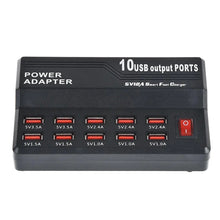 Load image into Gallery viewer, 60W 10 Ports Family Size Desktop Smart Ports Rapid Charging Station USB Charger