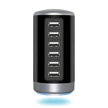 Load image into Gallery viewer, 6 Port Smart USB Charger Station Universal 100-240V 50/60HZ 0.15A DC 5V/6A