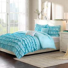 Load image into Gallery viewer, Light Blue Full/Queen 5-Piece Comforter Set w/ 2 Shams & 2 Pillows