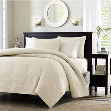 Load image into Gallery viewer, Full / Queen Ivory Beige Quilted Coverlet Quilt Set with 2 Shams