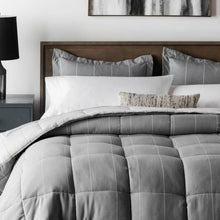 Load image into Gallery viewer, King 3 Piece Down Alternative Chambray Pin Striped Comforter Set Flint