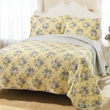 Load image into Gallery viewer, King Yellow Blue Floral Lightweight Coverlet Set