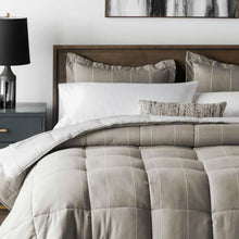 Load image into Gallery viewer, Queen 3 Piece Down Alternative Chambray Pin Striped Comforter Set Birch