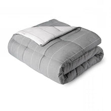 Load image into Gallery viewer, Queen 3 Piece Down Alternative Chambray Pin Striped Comforter Set Flint