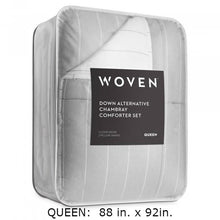 Load image into Gallery viewer, Queen 3 Piece Down Alternative Chambray Pin Striped Comforter Set Flint