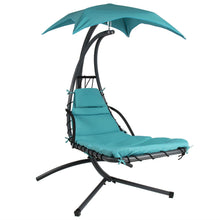 Load image into Gallery viewer, Teal Single Person Sturdy Modern Chaise Lounger Hammock Chair Porch Swing