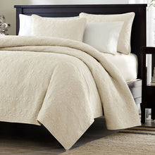 Load image into Gallery viewer, Twin / Twin XL size Quilted Coverlet Set with One Pillow Sham in Ivory