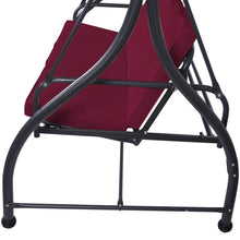 Load image into Gallery viewer, Red Burgundy Wine 3 Seat Cushioned Porch Patio Canopy Swing Chair