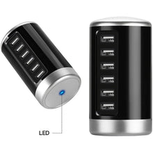 Load image into Gallery viewer, 6 Port Smart USB Charger Station Universal 100-240V 50/60HZ 0.15A DC 5V/6A