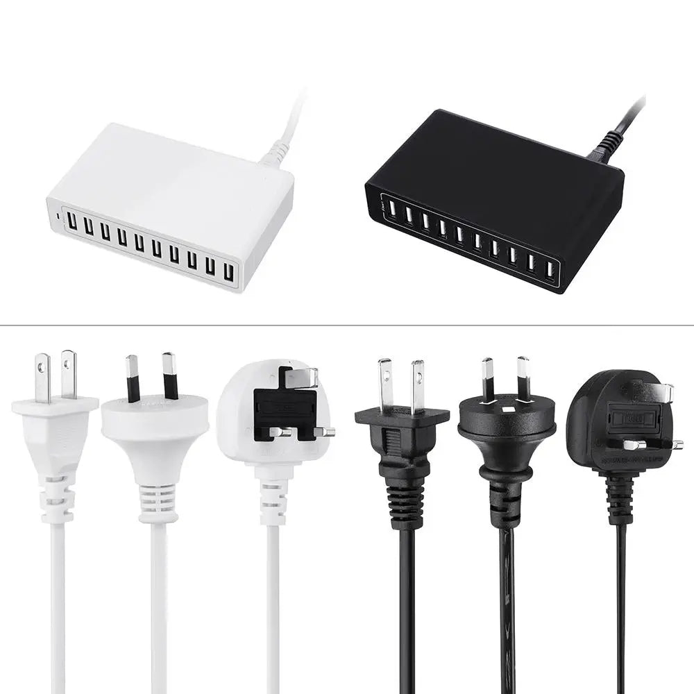 5V 10A 50W Multi Port USB Hub Charger Dock Station For Tablet Cellphone