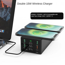 Load image into Gallery viewer, 150W 8 In 1 LED Display 6-Ports USB PD Charger &amp; Dual 15W Wireless Charger Desktop Charging Station
