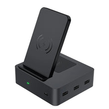 Load image into Gallery viewer, 6 in 1 15W Wireless Charger + Earbuds Wireless Charger + 3 * USB-A + 1 * Type-C Ports Stand Docking Station
