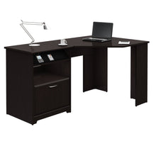 Load image into Gallery viewer, L-Shaped Corner Computer Desk with File Drawer in Espresso Wood Finish
