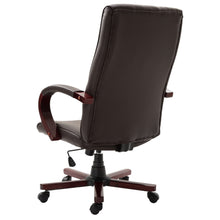 Load image into Gallery viewer, Brown Wooden Faux Leather Adjustable High Back Executive Home Office Chair
