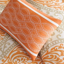 Load image into Gallery viewer, California King size 5-Piece Comforter Set in Orange Damask Print
