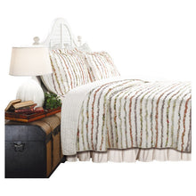 Load image into Gallery viewer, Full / Queen 100% Cotton Quilt Set Ruffled Multi-color Stripes
