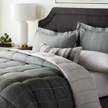 Load image into Gallery viewer, King 3 Piece Down Alternative Chambray Pin Striped Comforter Set Flint
