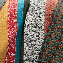 Load image into Gallery viewer, King size 3-Piece Quilt Set in Modern Colorful Stripe Geometric Floral Pattern
