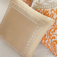 Load image into Gallery viewer, Queen size 5-Piece Orange Damask Print Comforter Set
