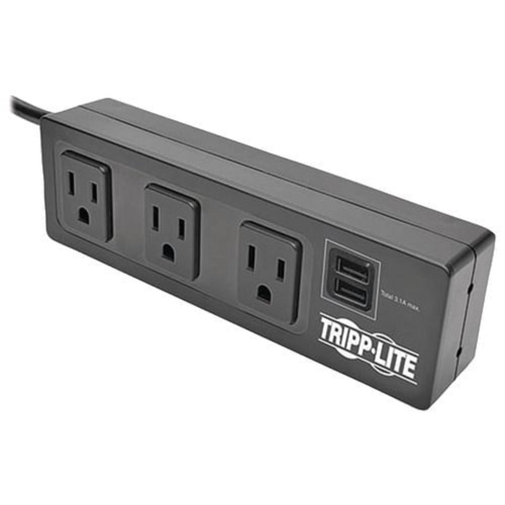 3-outlet Surge Protector With 2 Usb Ports & Desk Clamp