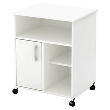 Load image into Gallery viewer, Modern Home Office Printer Stand Cart with Casters in White
