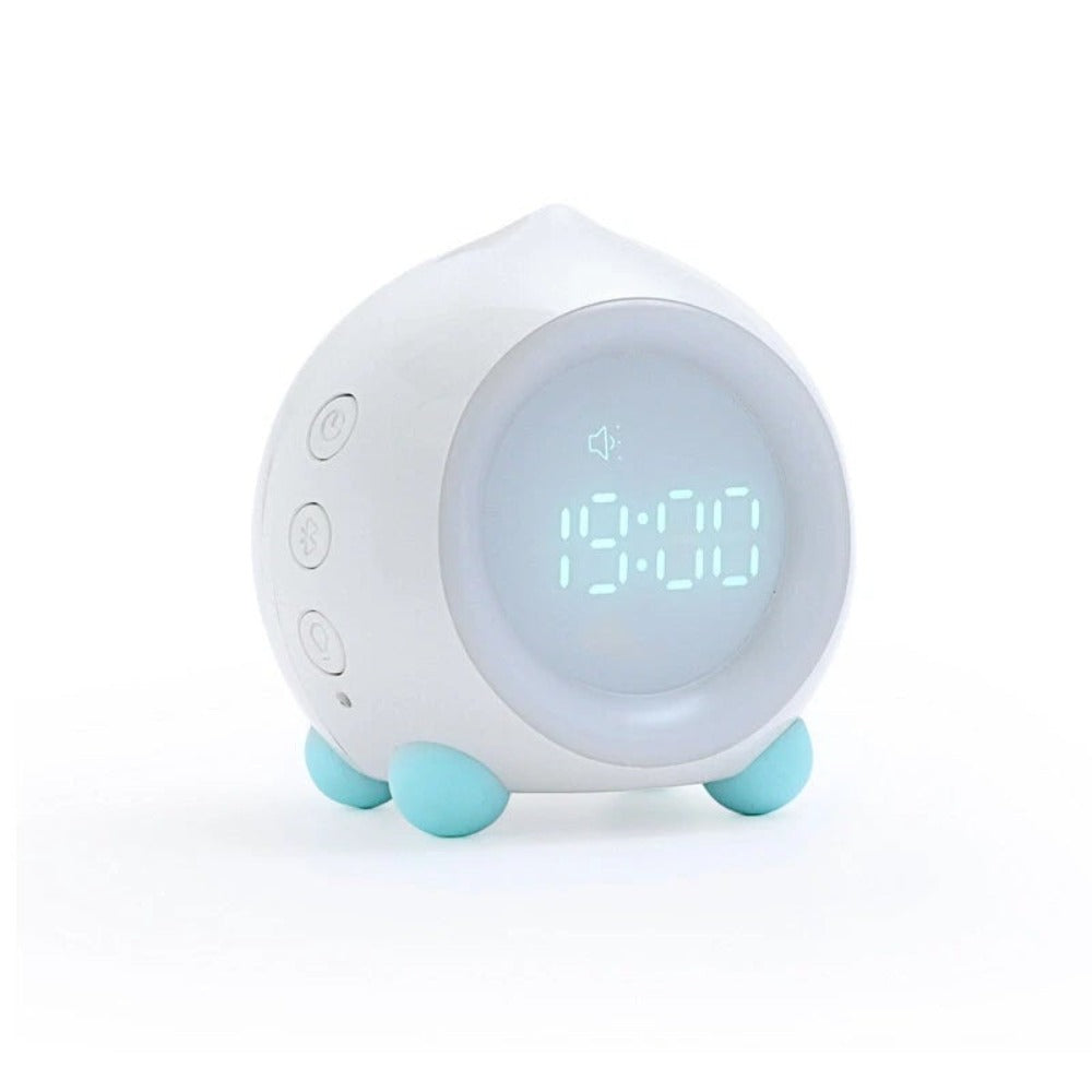 Mini LED Digital Voice Control Creative Alarm Clock Smart Speaker- White Bluetooth Type